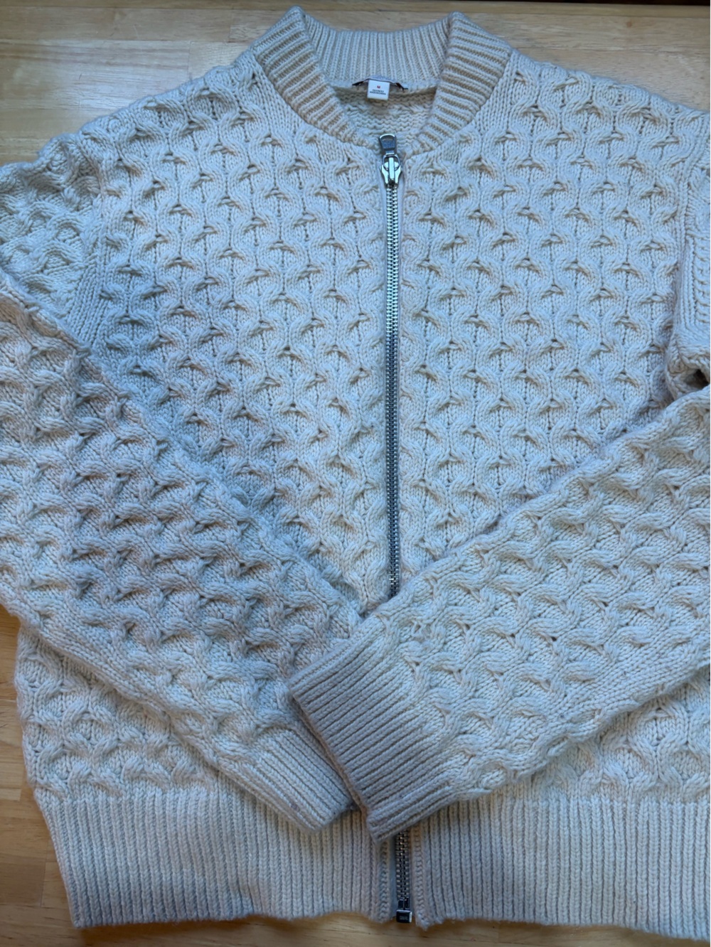 GAP Cream Cable-Knit Zip Cardigan